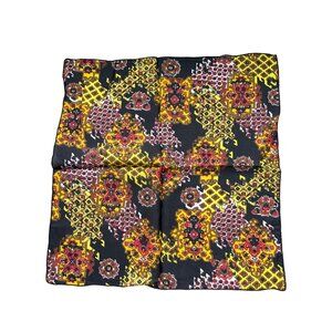 Vintage Multicolor Geometric Silk Pocket Square 19 Inches Red Yellow Contrast